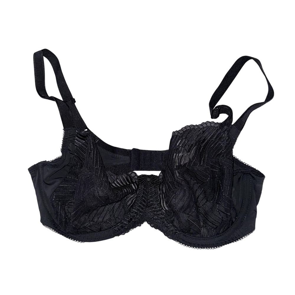 Wacoal Bra Womens 34D Black Lace Balconette Underwire Unlined Sheer Stretch